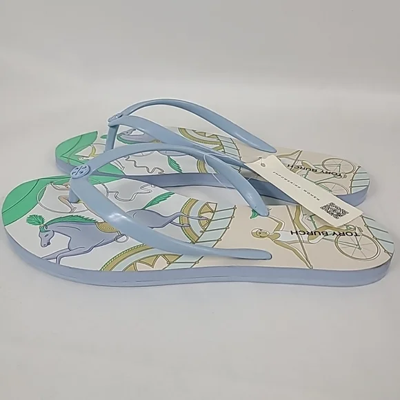 TORY BURCH CHELSEA ACROBAT BLUE FLIP FLOP SANDALS SIZE 7 - Picture 3 of 6